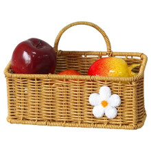 Kosz na Owoce do Montażu na Ścianie, Pleciony, do Przechowywania, Wiszący na Ścianie Kosz na Owoce, Pleciony, Rattanowy Kosz Organizer, Imitacja