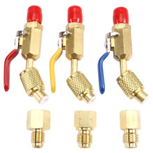 Conjunto de 3 Válvulas de Esfera Angulares Compactas para Refrigerante R410A R134A R12 R22 R502, Mangueiras de Carga de Refrigeração HVAC, Peça