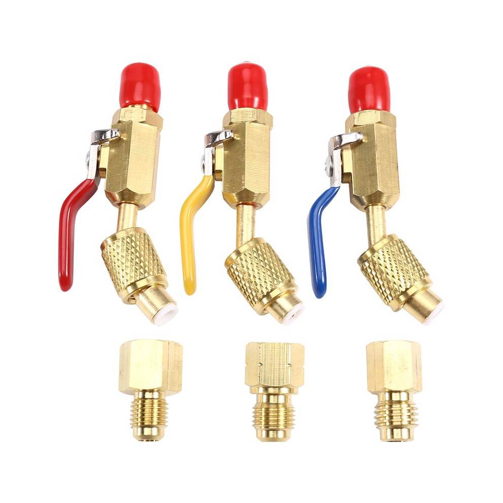 3 Sets Refrigerant Angled Compact Valve For R410a R134a R12 R22 R502 Ac Hvac Refrigeration Charging Hoses Car Part 4711076814687