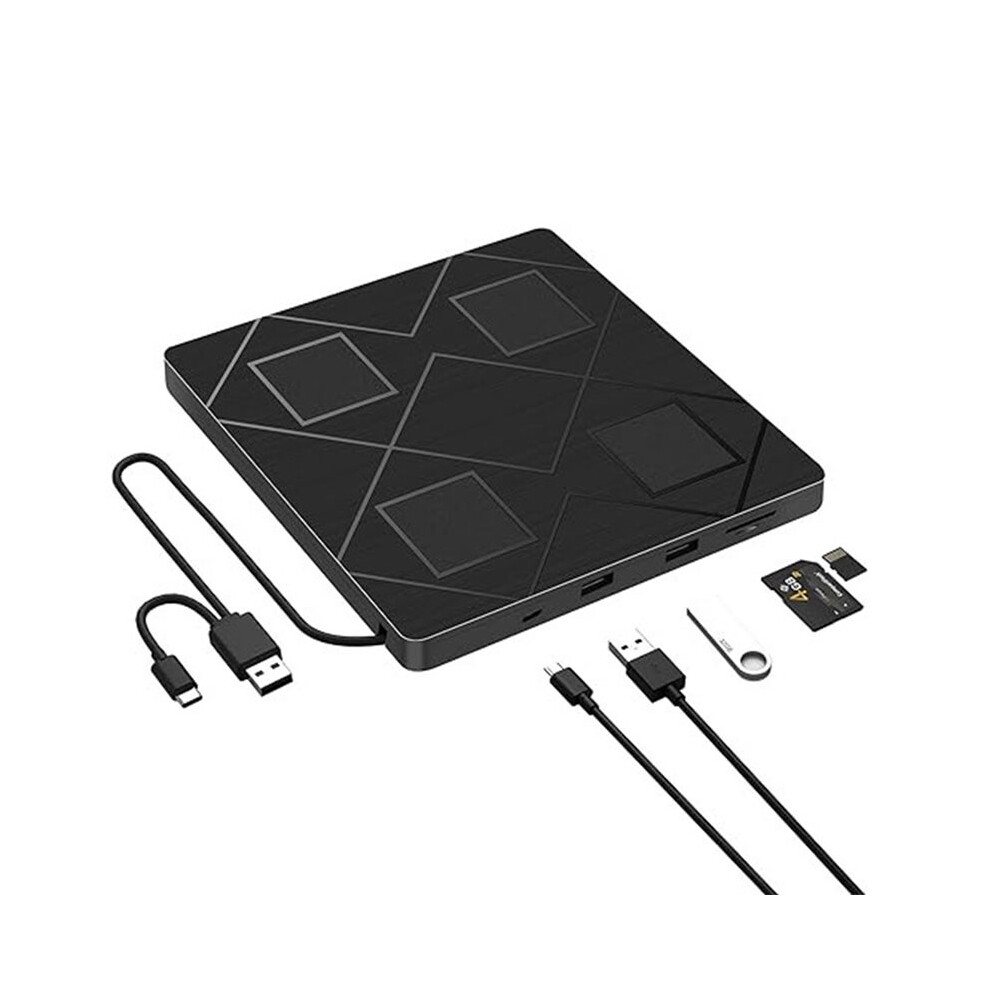 5-In-1 Extemal Cd/Dvd Drive For Laptop,Portable Cd/Dvd Rw Burner With /Tf Card Reader &Dvd-Rom Rewritable Player 4713401125611