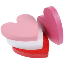 4Pcs Wooden Heart Blocks Heart Shaped Cutouts for Valentine Day and Wedding Party Pink 10x10x0.6in