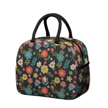 Isoleret damemadkasse med blomsterprint – lækagesikker, til arbejde, strand, rejser, picnic, camping; kompatibel med standardbeholdere