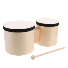 OUNONA Beige Wooden Bongos Drum Portable Lightweight Dual Tonal Range for Party