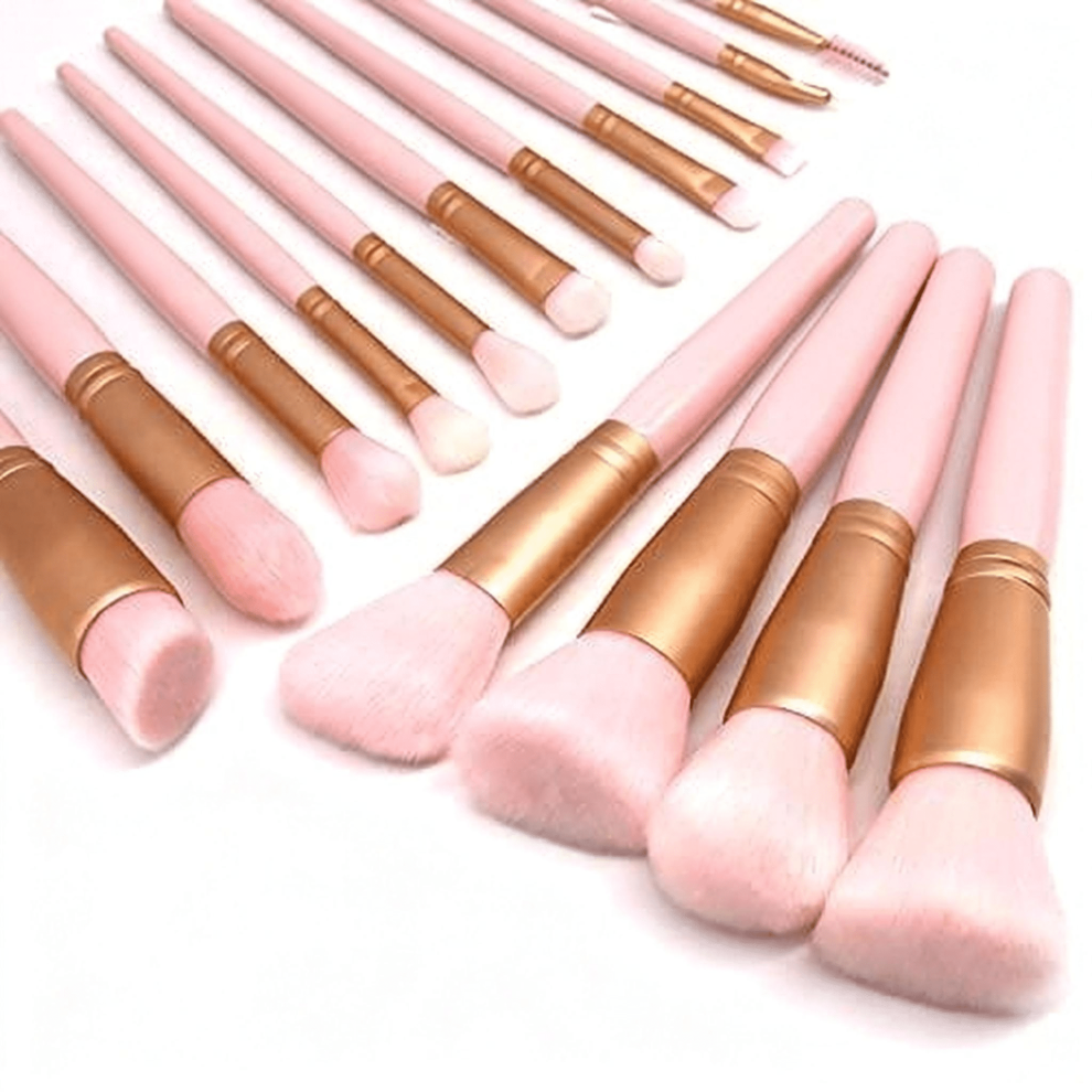 Pink Makeup Brush Set - 15 Pcs Premium Synthetic Foundation Concealers Eye Shadows Make Up Brush,Eyeliner Brushes(Pink)