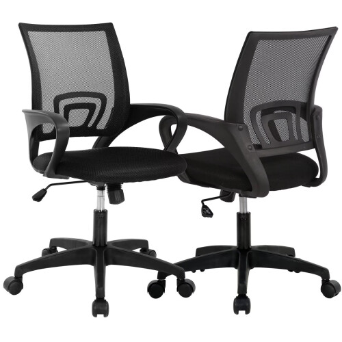 Mesh Office Chair with Lumbar Support and Armrests Black 2