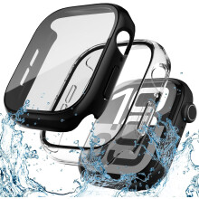 XiHAMA2-i-1 Vandtæt Etui + Skærmbeskytter til Apple Watch 40/41/42/46 mm (Serie 4-6, SE, SE 2. Gen) – Hærdet Glas & PC Bumper