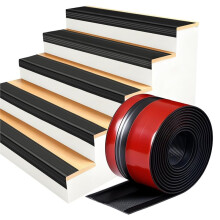 Stair Protector, 12Ft Stair Nosing Self-Adhesive Black Stair Trim, Anti-Slip Rubber Molding for Indoor&Outdoor