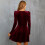 Robe à manches longues, polyester, bordeaux, L 5