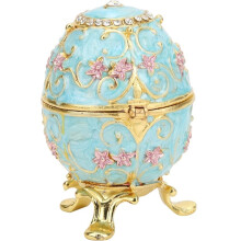 Handgefertigte Schmuckschatulle Aus Emailliertem Osterei, Organizer, Schreibtischdekoration, Ornamente, Geschenke, Metall, Diamant-Emaille-Bemalt