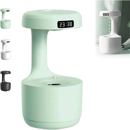 Anti-Gravity Humidifier with LED Clock, 800ml, White