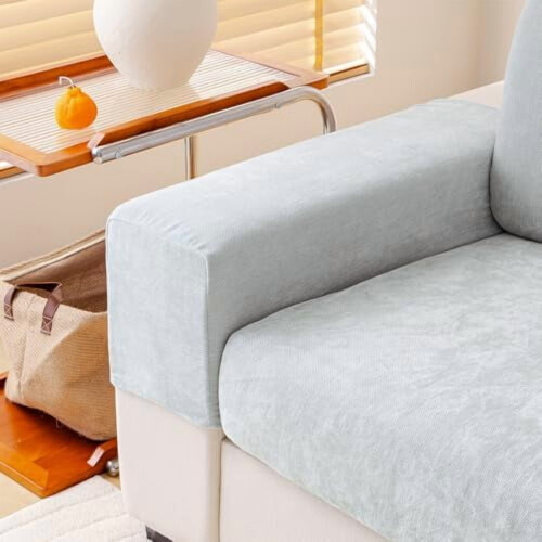 Chenille Sofa Backrest Covers 2 Pack Light Grey