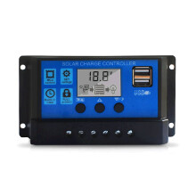 20A solcelleladekontroller med LCD-skjerm, USB-porter, justerbar 12V/24V, kompatibel med Qisuo-, Dsfen- og Wyan-paneler