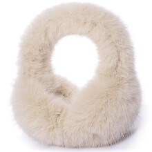 Fluffy Faux Fur Ear Muffs for Women & Girls, Foldable, Frostproof, Warm Soft Ear Covers for Cold Weather – Khaki, One Size, Compatible with Outdoor