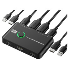 4K KVM- USB -Compatibele Schakelaars voor 2 Computers Deel Toetsenbord, Muis, Printer en Monitor, Ondersteuning voor 4K@60Hz