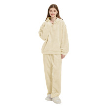 2025Søde pyjamassæt til kvinder Hyggelig bjørneører Hættetrøje Pyjamas Elastisk talje Bukser Nattøjssæt L-XL