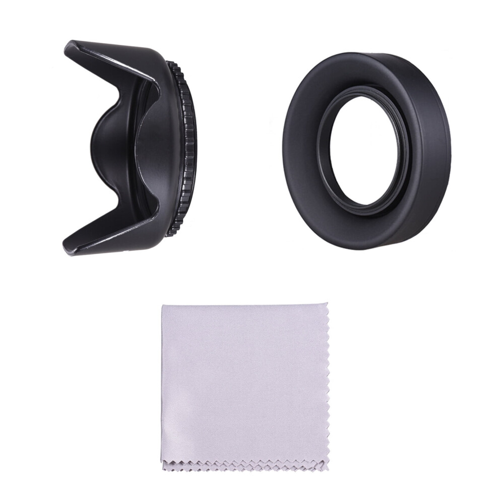 Lens Hood & Cloth Set For Canon Ef-S 18-55Mm F/3.5-5.6 (Compatible With T5i, T4i, T3i, 600D, 650D, 700D) 9402001015464