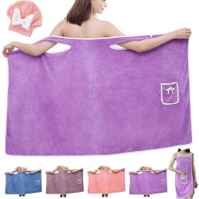 Plus Size Wearable Shower Skirt - Coral Fleece Wrap with
