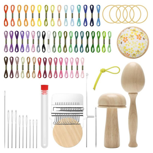 Darning Egg Darning Mushroom for Socks Darner Egg Kit Include 14 Hooks Small Weaving Darner Loom 9 Large Eye Needles