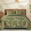 Queen Quilt Set 3-Piece Green Floral Microfiber 1