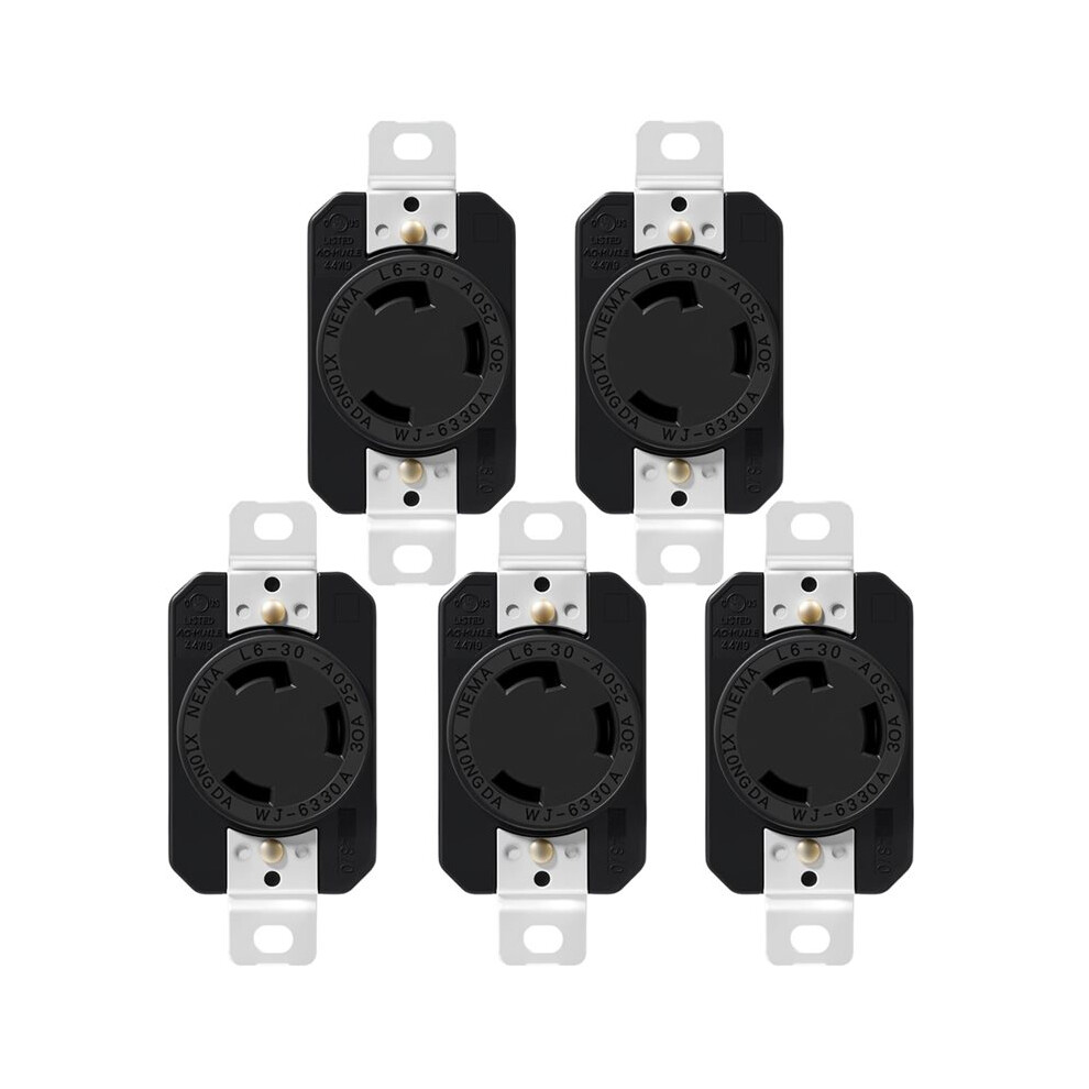 5-Pack Nema L6-30R 30A 250V Locking Receptacle For Generator, Rv, Marine & Welding, Ul Listed 4712745029319