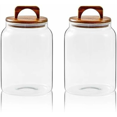 Glass Storage Jar with Airtight Lid, 90 oz, 2 Pack
