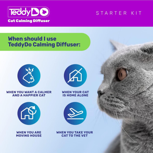 TeddyDo Calming Diffuser for Cats | 2 Diffusers + 2x48ml Refills | 2