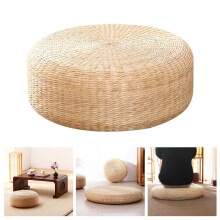 Almofada de assento tatami redonda de palha natural trançada, 45 cm