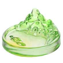 Glass Calligraphy Ink Dish with Brush Holder Green
