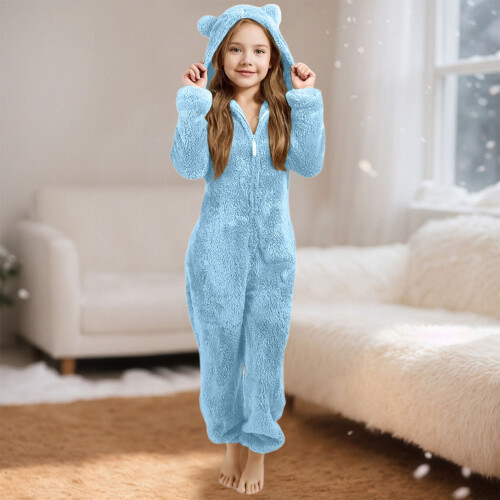 Fleece-hettegenser for barn med 3D-bjørneører – One Piece