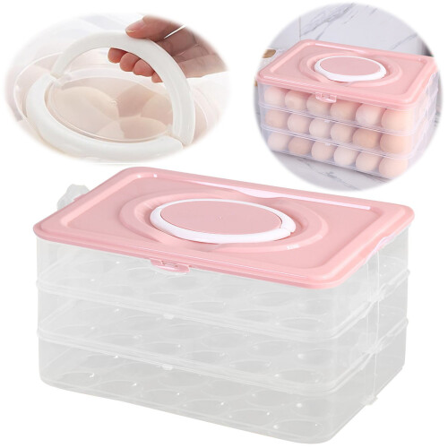 3-Layer Plastic Egg Container for 72 Eggs with Lid and