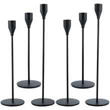 Black Metal Taper Candle Holder Set of 6