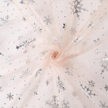 Tissu organza métallisé à flocons de neige rose brumeux (3 yards)