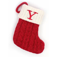 Red & White Knitted Christmas Stocking with Initials