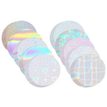 300 Stuks Holografische Badge-Printerfolie van 58 mm, 10 Verschillende Stijlen, Compatibel met Badge-Printers van 2,25 Inch