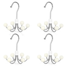 4pcs Multipurpose Closet Hooks 4-Pack, 360 Swivel, Wood Balls, for Scarves, Handbags, Hoodies CT57W
