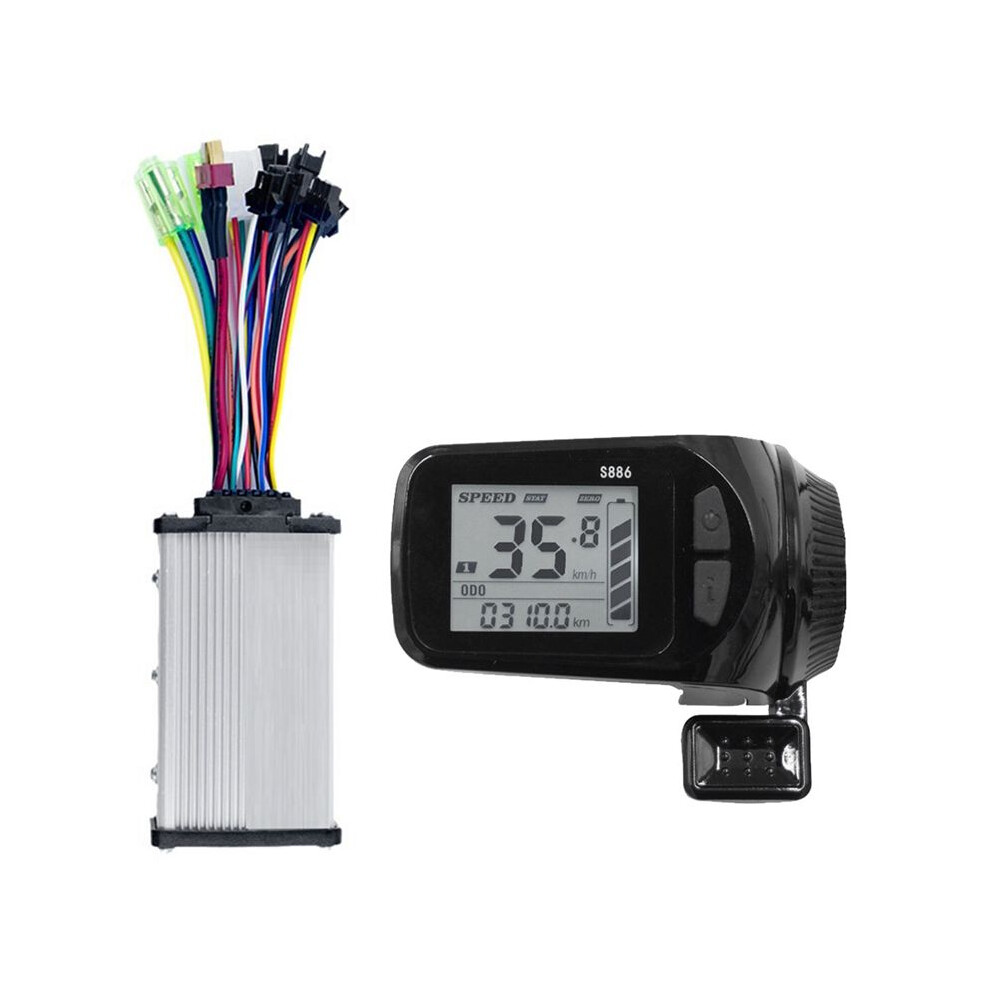 24V/36V/48V/60V S886 E Bike Lcd Display+36V 350W Sine Wave Controller Thumb Throttle For Electric Bike E-Scooter(5Pin) 4711480262661