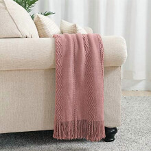 Coral Pink Throw Blanket 60 x80 Inches Textured Solid Soft Sofa Throw Bed Runner Knitted Decorative Blanket