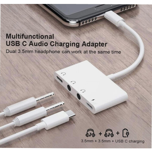 USB-C til dobbel 3,5 mm lydadapter med PD-lading 2