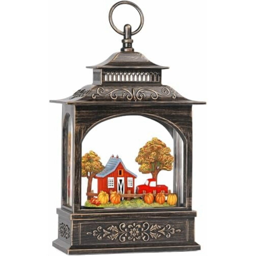 Lighted Snow Globe Lantern with Timer & USB/Battery Power