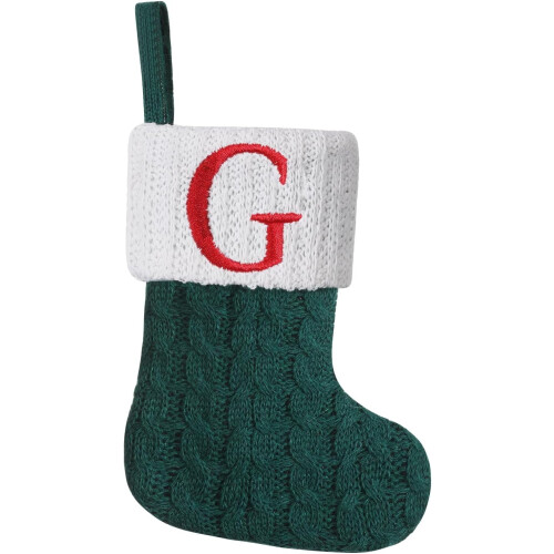 Mini Knit Christmas Stocking with Initial, 8.5 inch