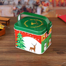 Christmas Candy Storage Tin, Festive Portable Box for Sweets, Snacks, and Picnic Desserts