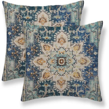Linnen kussenslopen 18x18 inch, set van 2, beigeblauw