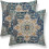 Fodere per cuscini in lino 45x45 cm, set da 2, beige e blu 1