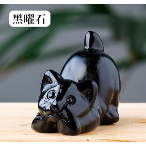Obsidiaan kattensculptuur zwart 3 cm