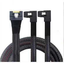 PCI-E GEN 4 Slim SAS 8654 8i to 2 XSAS SFF-8087 Left Bend Server Internal Cable Length 0.5m