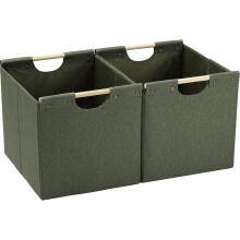 Large Foldable Linen Storage Bins (2-Pack) with Wooden Handles & Heavy Cardboard – for Home, Office, Car, Nursery – Pink