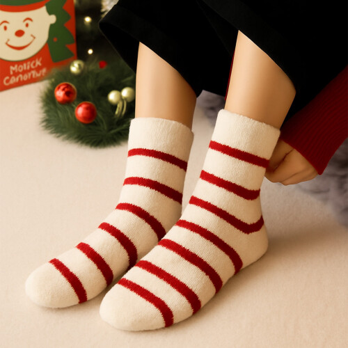 Christmas Stocking Plush Fleece Multicolor 1pc