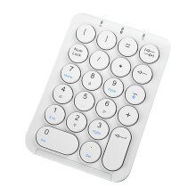 Wireless Number Pad Numeric Keypad Round Keycaps Numpad 22 Keys Rechargeable Number Keyboard(White)