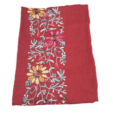Lenço feminino bordado com flores, lenço longo de algodão, bandana, xale para meninas, presente.
