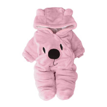 Macacão de inverno infantil com capuz para meninos e meninas, em veludo com estampa de urso de desenho animado. Conjunto para crianças de 3 a 6